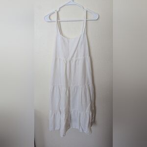 Lands' End White Tiered Maxi Dress
